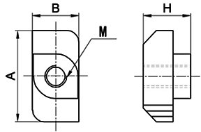 Drop-in T nuts drawing